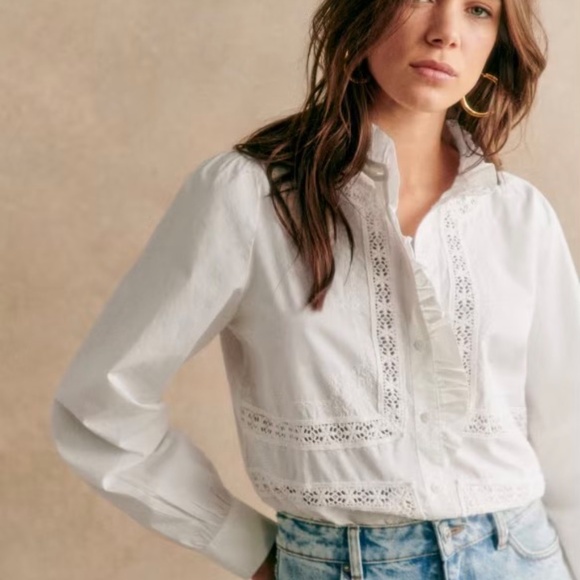 Sézane Ulysse Shirt in Ecru, size 40 (US8), NWT - Picture 1 of 16